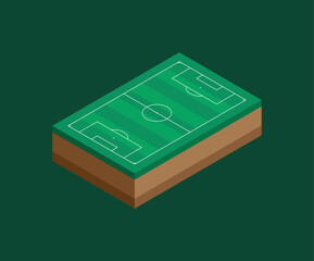 Football Pitch Illustration Isometric 3D Illustration of a Football Pitch or Soccer Field Isolated on Green Background.  © Vector Archive