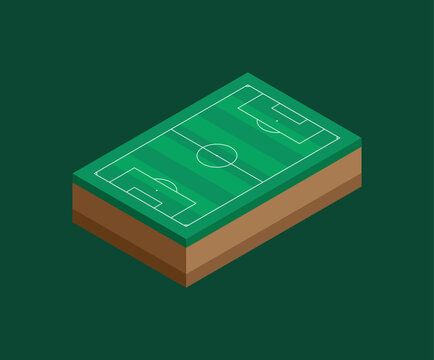 Football Pitch Illustration Isometric 3D Illustration of a Football Pitch or Soccer Field Isolated on Green Background. 