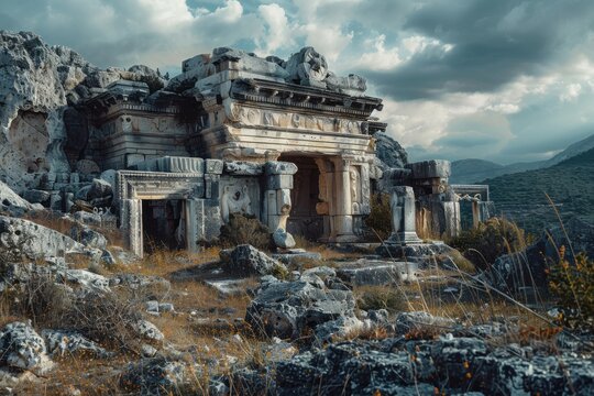 Iconic Rock-Cut Tombs of Ancient Xanthos Lycia Turkey: Lycian Mausoleums Carved in Cliffs UNESCO Heritage