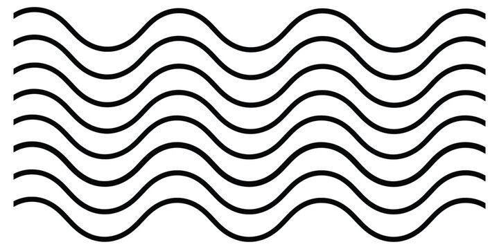 Set of thick black wave lines isolated on transparent backdrop for modern web and print graphics