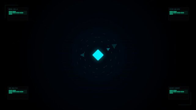 Dynamic Geometric Digital Animation with Glowing Blue Elements and Futuristic Visual Effect Video Artwork