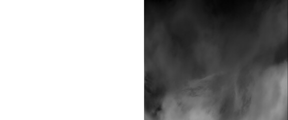 Fototapeta premium Atmospheric white smoke on black background, ethereal steam clouds and misty fog texture, dramatic cinematic vapor swirls for overlay effects