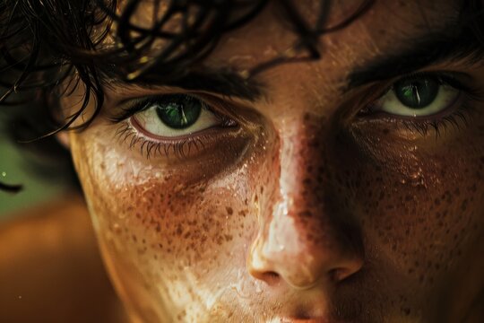 Fierce Freckled Gladiator Portrait Capturing Ancient Roman Colosseum Arena Combat Intensity Warrior Triumph