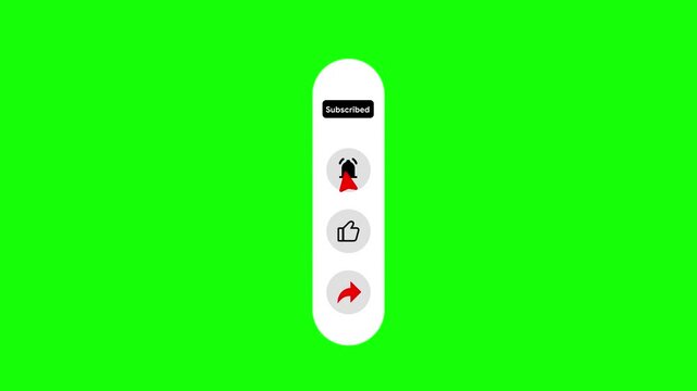 Vertical subscription overlay with red button and notification icons for video marketing
