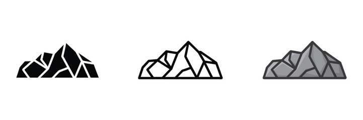 Stone colored icon set with detailed rocky textures and earthy mineral symbols, modern vector illustrations © gevan