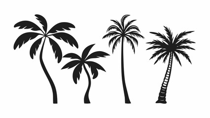 Fototapeta premium Palm tree silhouettes on a tropical beach with sunset sky and ocean scenery