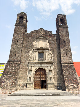 Mexico City, Mexico - March 31, 2024. Parroquia de Santiago Apostol en Tlatelolco