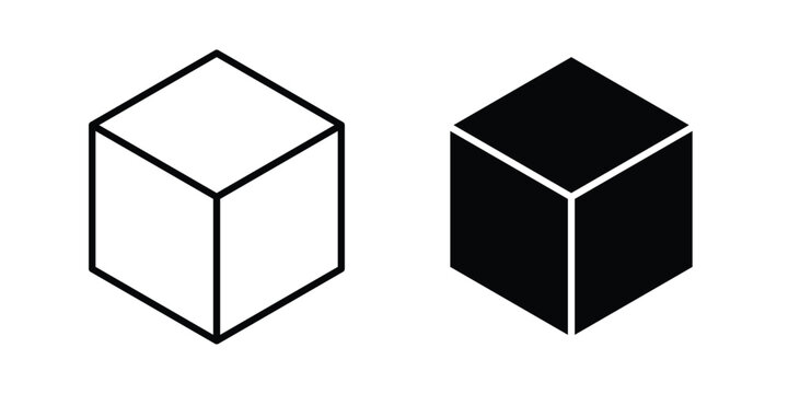Cube icon. Glyph solid icons collection. Line symbols