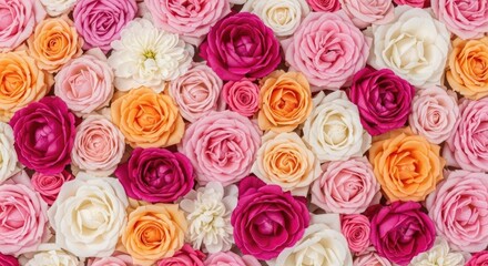 Vibrant roses and flowers bouquet background
