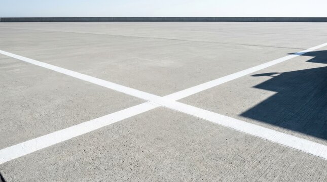 Perfectly Straight White Parking Stall Lines on Concrete Asphalt Surface