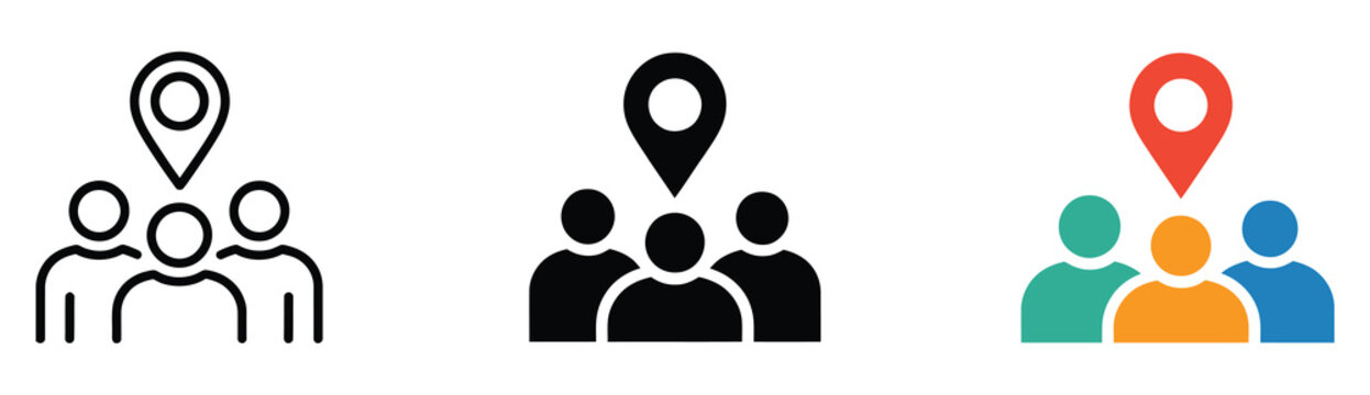 Social participation vector illustration featuring abstract people, local involvement symbols and community engagement elements in modern flat design.