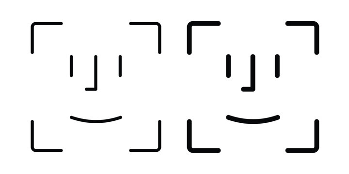 Face id icon. Glyph solid icons collection. Line symbols