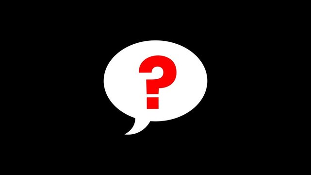 Animated Question Mark Speech Bubble on transparent Background with alpha channel. FAQ Chat Symbol Motion Graphic.  question mark animation