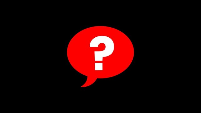 Animated Question Mark Speech Bubble on transparent Background with alpha channel. FAQ Chat Symbol Motion Graphic.  question mark animation