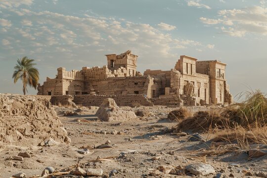 Nippur Ruins: Sumerian Akkadian Enlil Temple Ziggurat in Mesopotamian Iraq Desert