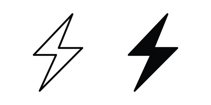 Flash icon. Glyph solid icons collection. Line symbols
