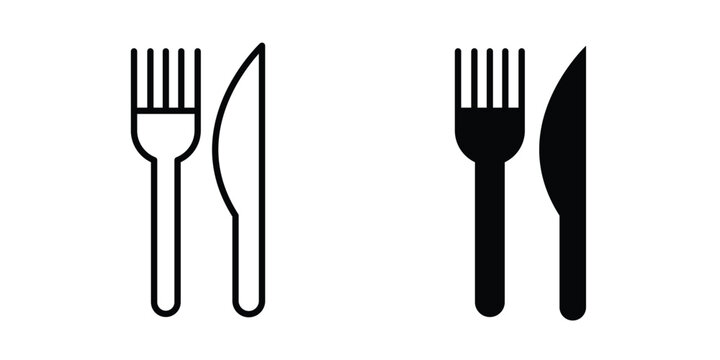 Fork and Knife icon. Glyph solid icons collection. Line symbols