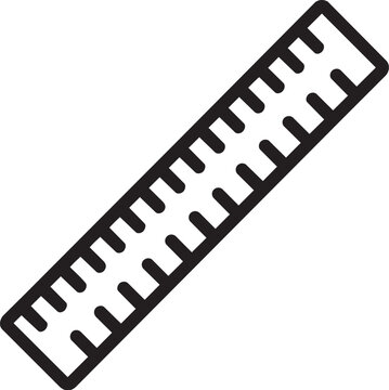 Black and white straight edge ruler icon