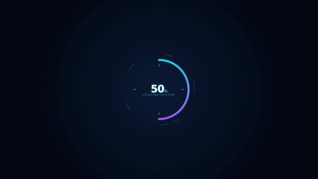 Modern Circular Digital Loading Animation with Progress Indicator for Technology and Data Visualization Videos
