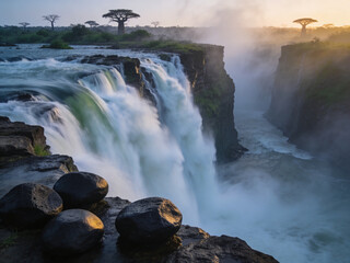 Fototapeta premium Pristine Wilderness and Plunging Waters of Victoria Falls