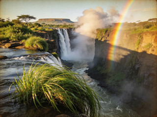 Fototapeta premium Pristine Wilderness and Plunging Waters of Victoria Falls