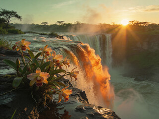 Fototapeta premium Pristine Wilderness and Plunging Waters of Victoria Falls