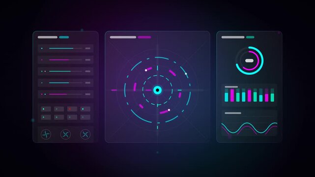 An advanced glassmorphism cyber data center dashboard, monitoring server health, network traffic, and security through frosted UI.