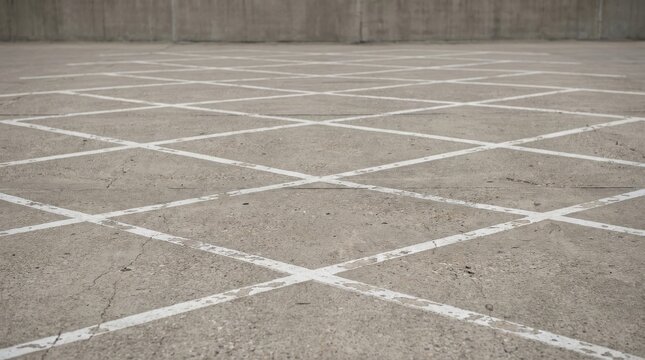 Geometric Pattern of White Dashed Parking Lines on Textured Concrete Surface
