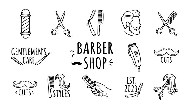 Barber shop icons and tools.