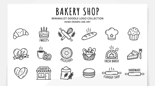 Bakery shop icons and symbols.