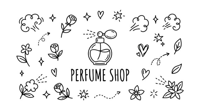 Perfume Shop Logo Design Elements.