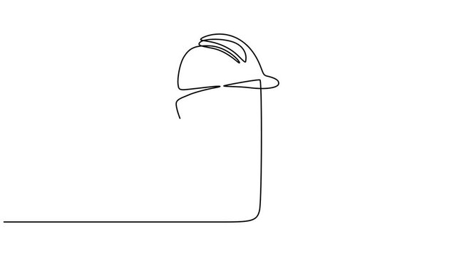 big number 1 Put on the project helmet animation continuous line drawing, Single one line drawing safety helmet above the big number 1. Put on the project helmet, hurry up to celebrate Labor Day. pro.