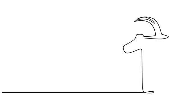 big number 1 Put on the project helmet animation continuous line drawing, Single one line drawing safety helmet above the big number 1. Put on the project helmet, hurry up to celebrate Labor Day. pro.