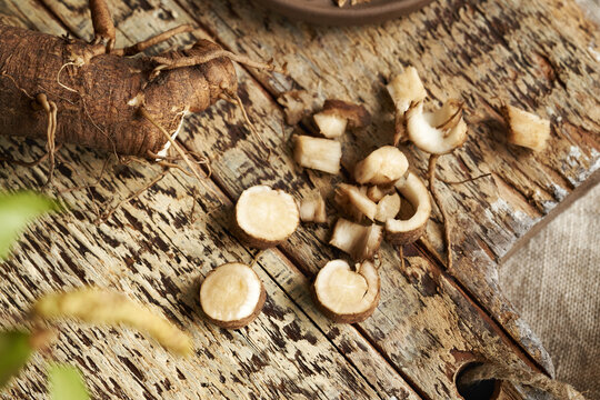 Preparation of herbal tincture from fresh sliced burdock root