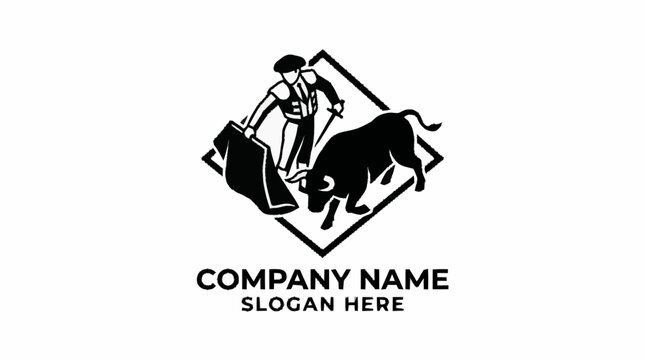 Matador and Bull Fighting Logo Design.