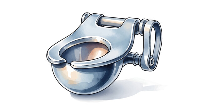 A realistic illustration of a modern, sleek, chrome-plated toilet bowl, showcasing its intricate design and metallic sheen