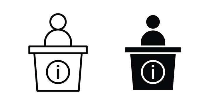 Information desk icon. Glyph solid icons collection. Line symbols