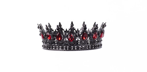 Fototapeta premium Medieval black crown isolated on white background