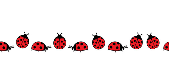Ladybug hand drawn seamless border. Doodle style vector illustration © DiStockTime
