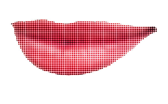 Dripping lips with color halfton