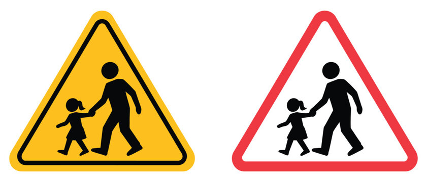 School crossing sign vector illustration showing school zone pedestrian symbol for traffic safety and road crossing awareness design.