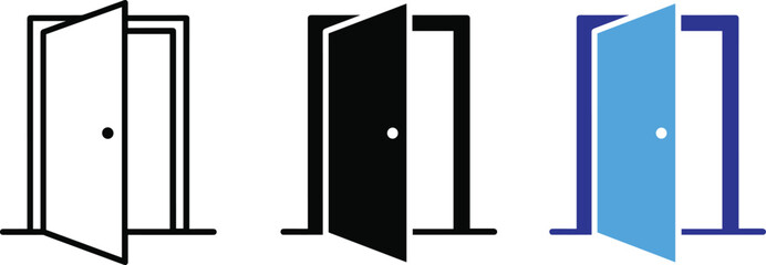 Room door entry icon set for architectural access and home interior concept © AYESHA