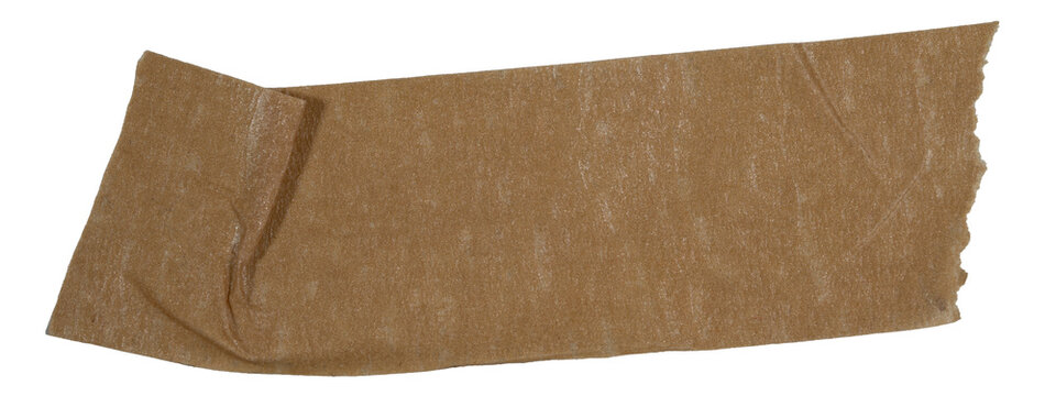brown wrinkled torn craft paper washi tape and adhesive masking strips, paper tape for scrapbooking, decorative creative framing, isolated on transparent or white background png