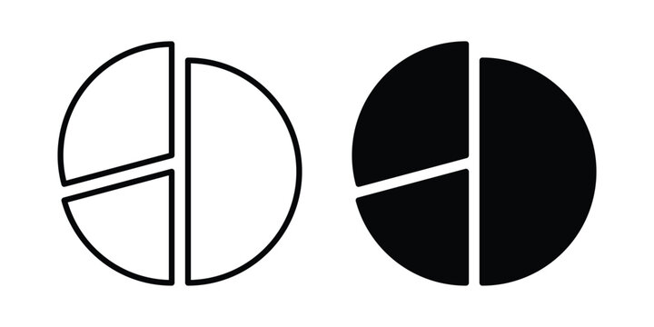 Pie chart icon. Glyph solid icons collection. Line symbols