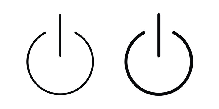 Power button icon. Glyph solid icons collection. Line symbols