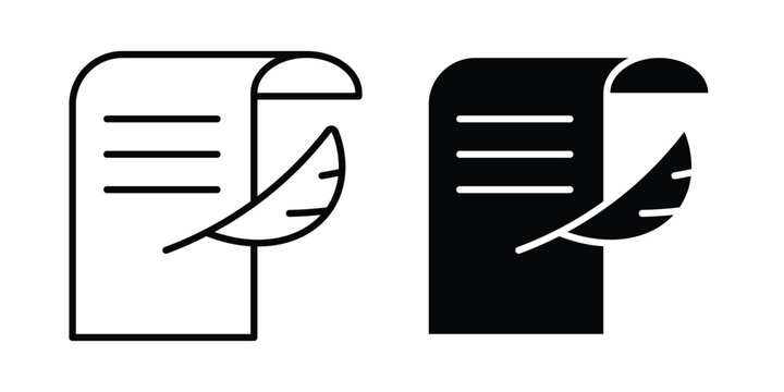 Quill icon. Glyph solid icons collection. Line symbols