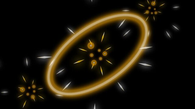 A dynamic spark energy slash transition SVG animation featuring fireworks, golden spark particles, and an explosive shockwave splash on a black background in a 4K loop.