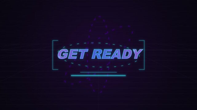 Get Ready Text Motion Graphics With Neon Orbital Lines In Retro Style