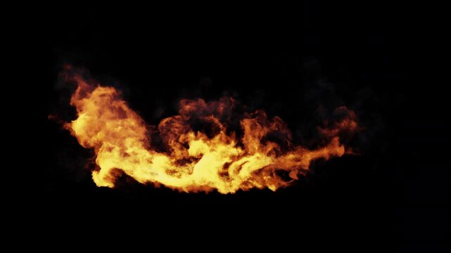 Two flamethrowers firing in unison - flamethrower arch - 60 fps, 4K Pro Res with mask pass