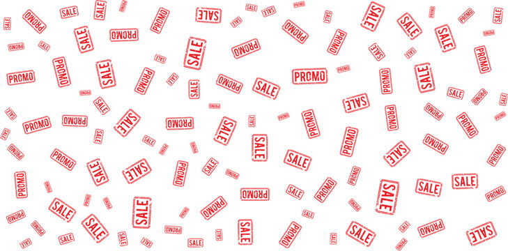 Sale and promo stamp pattern red ink effect on transparent background